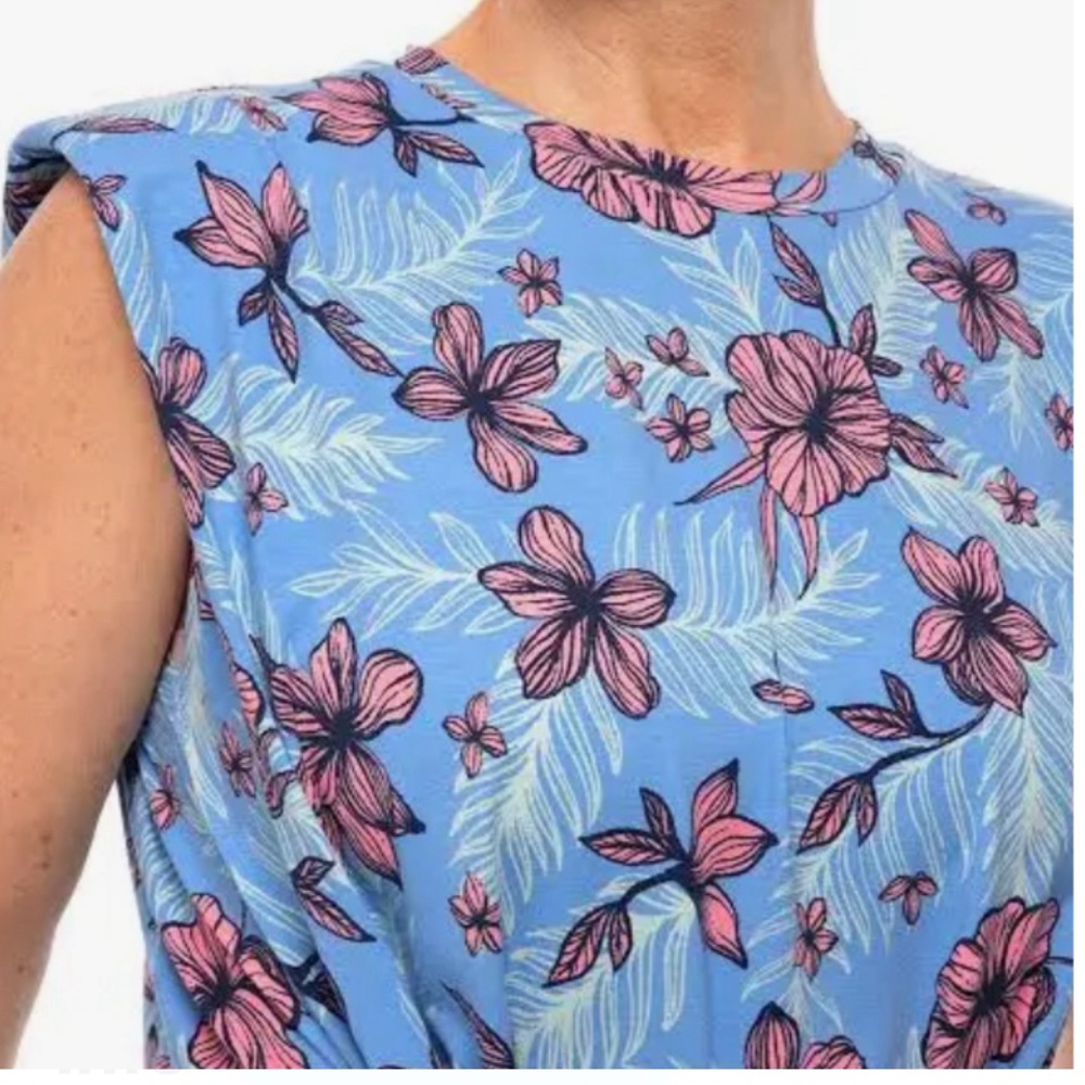 Coolibar Coral Way Dress Style no. 10771 Blue and Pink Floral